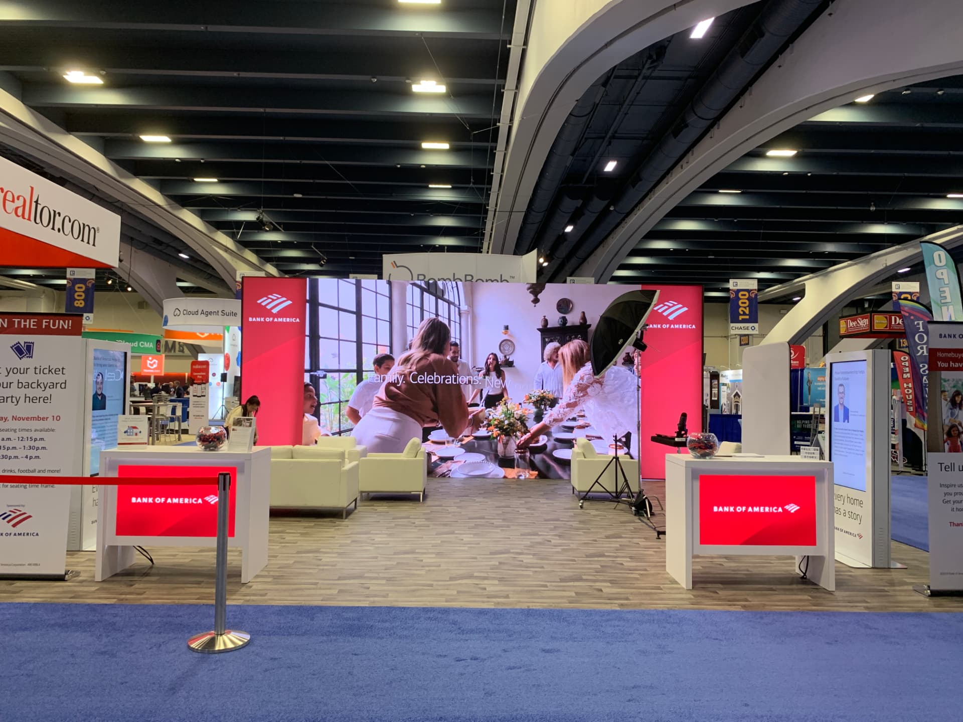 Event headshot booth set up on an expo hall floor